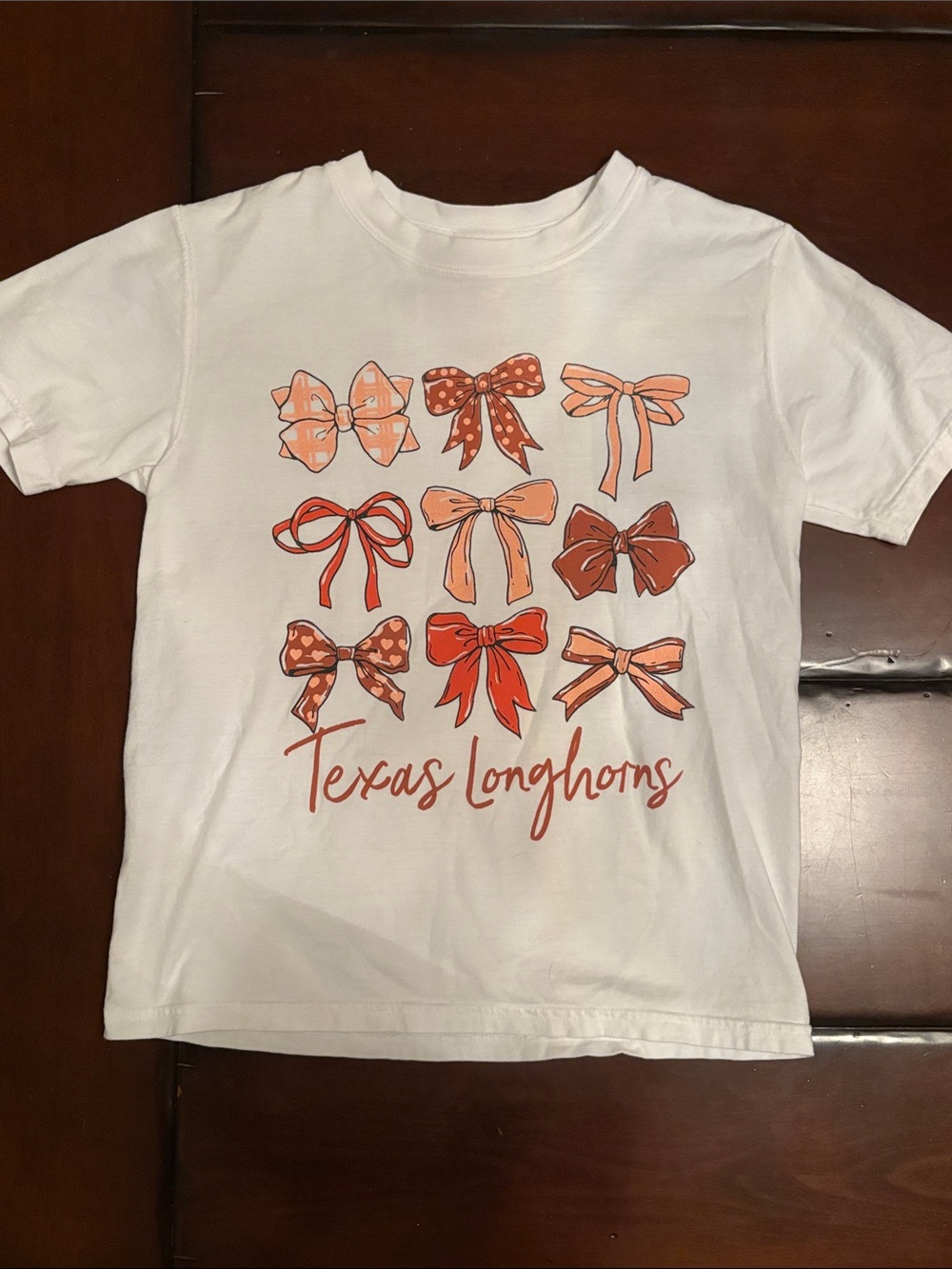 Girls White Texas Longhorns Bow Graphic Tee
